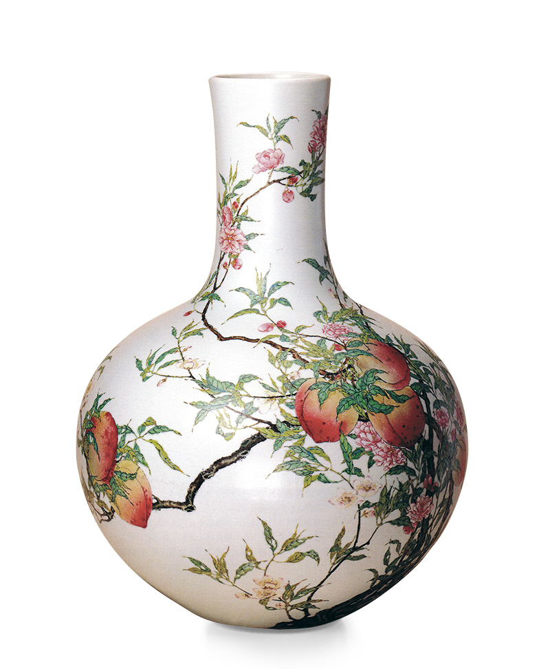 粉彩九桃玉壺春瓶| 宇珍國際藝術| Yu Jen Taipei