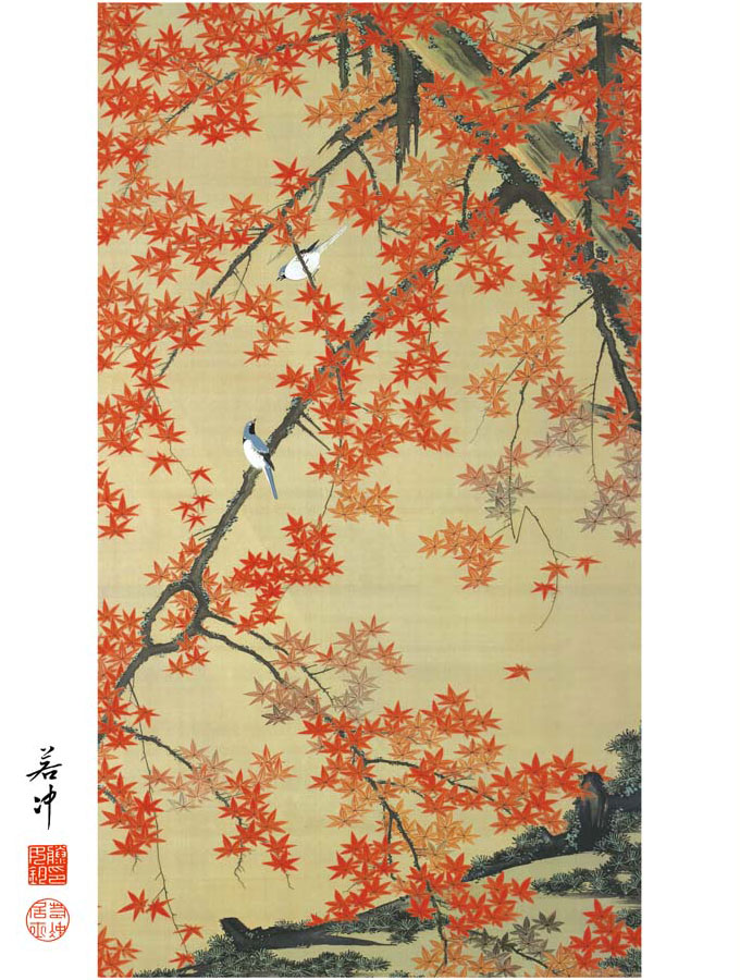 伊藤若冲作 日本の名画 紅葉小禽図