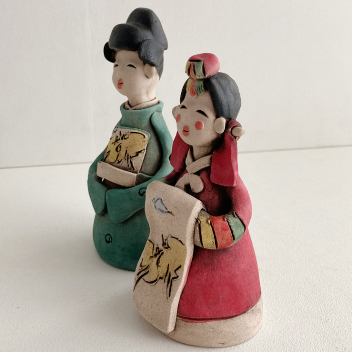 幸福の韓国婚礼土器人形 木・わら細工・民芸品 夢市場本店【韓国