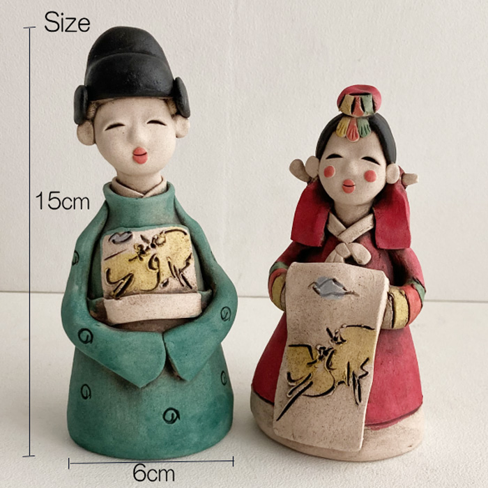 幸福の韓国婚礼土器人形 木・わら細工・民芸品 夢市場本店【韓国