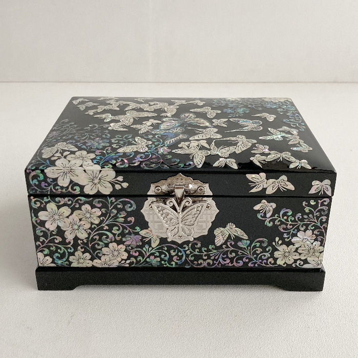螺鈿の高級ジュエリーボックス・高級螺鈿宝石箱-黒福花 高級結納品箱