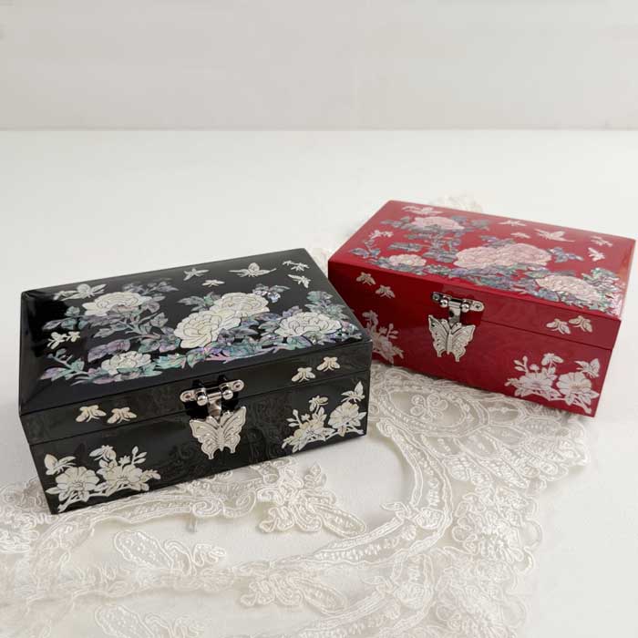 螺鈿の高級ジュエリーボックス 韓国高級螺鈿宝石箱 春風 名刺入・小物