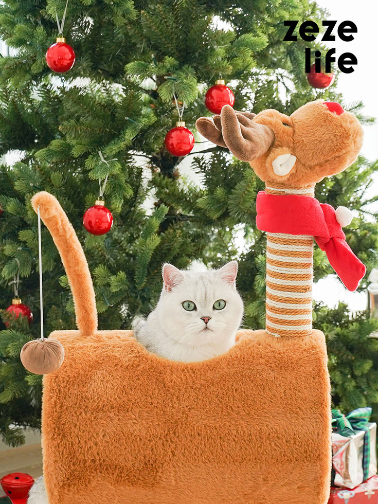 クリスマス エルク キャット ツリー - かわいいキャット タワー