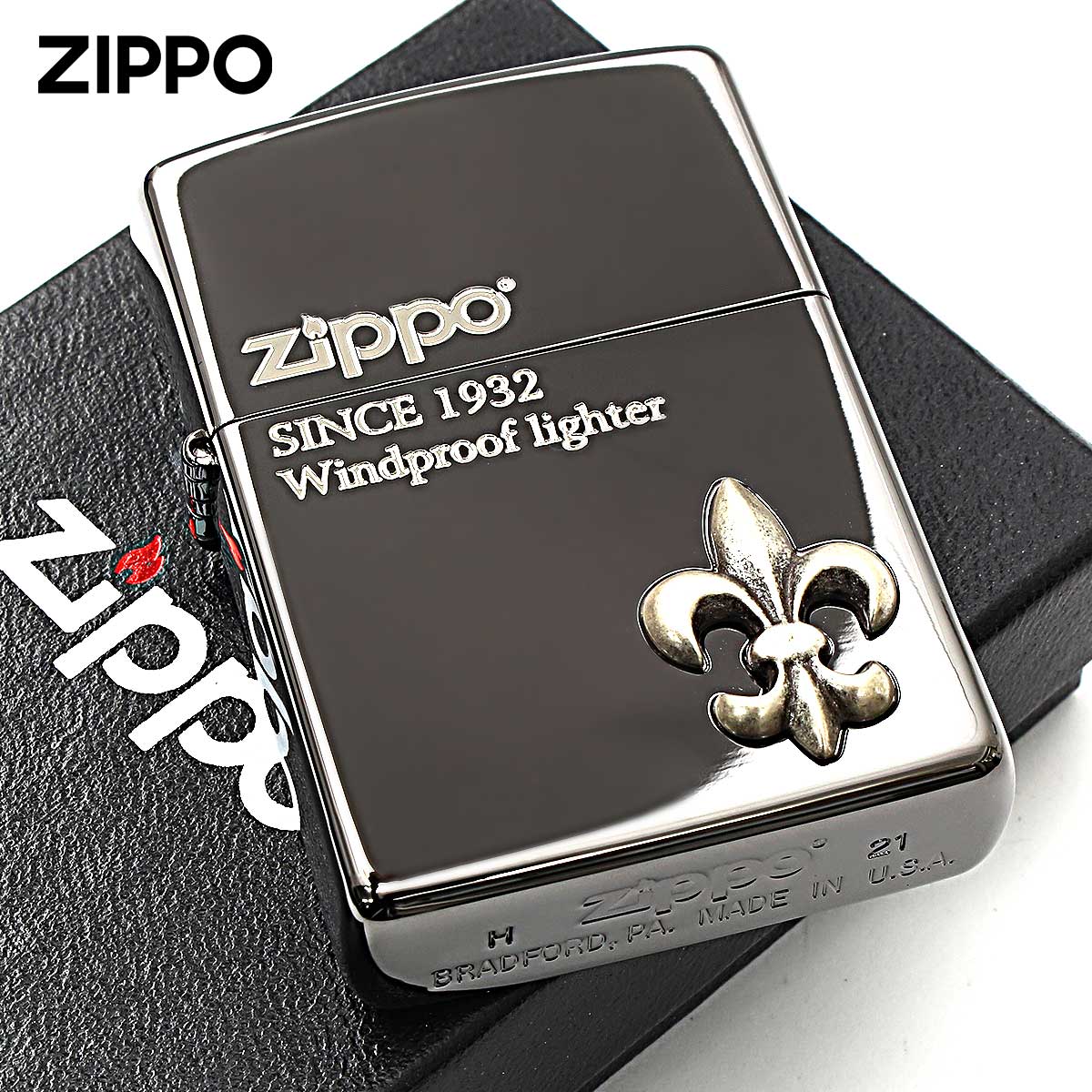 Zippo ジッポー ユリ Yuri 王家の紋章 ブラックニッケル ユリメタル