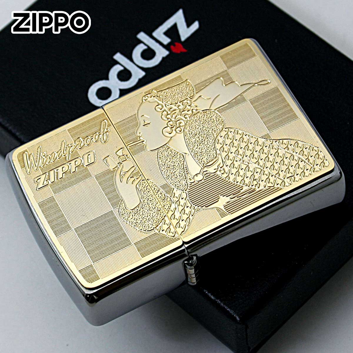 Zippo ジッポー ウィンディー メタルプレート 金メッキ Windy Metal