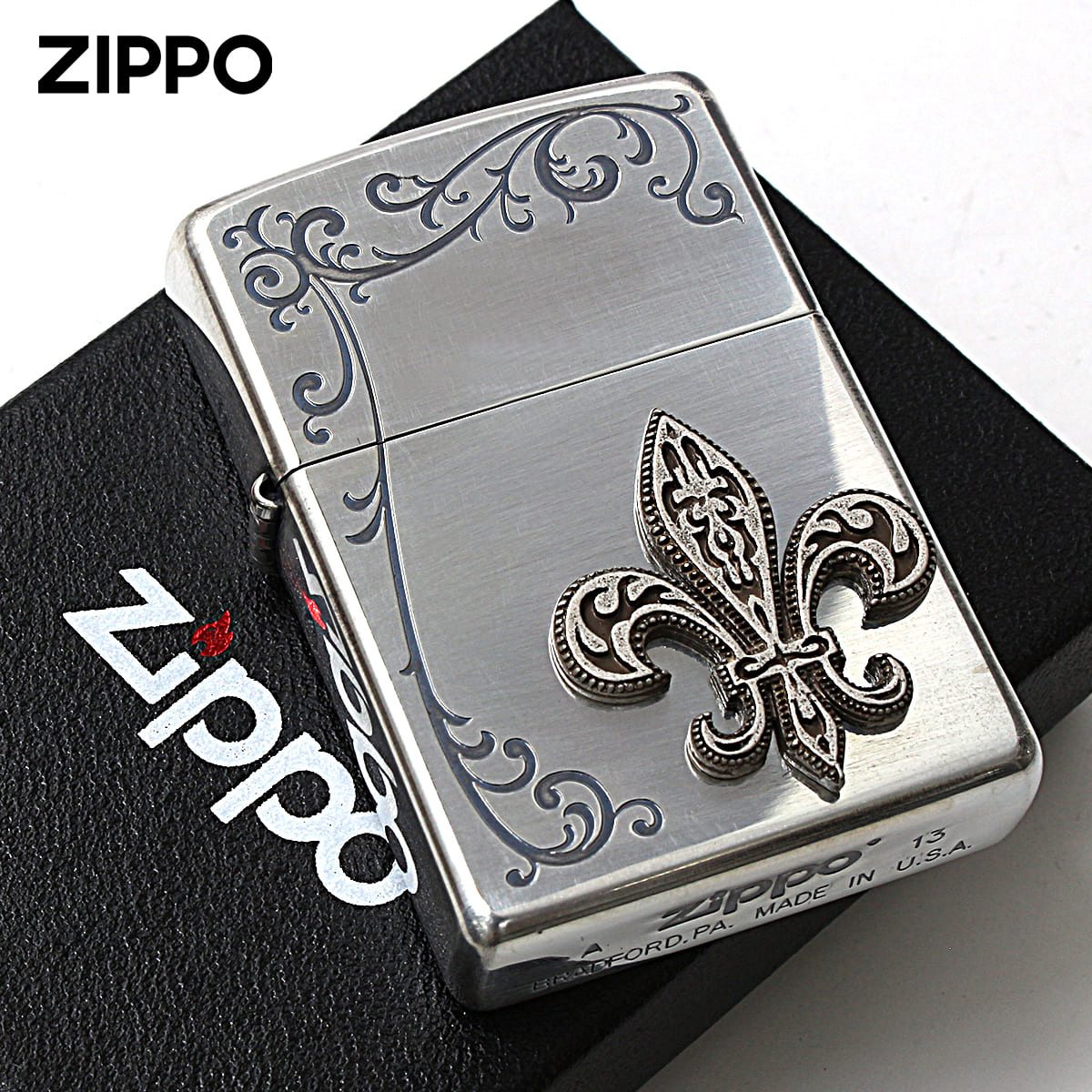 Zippo ジッポー ユリ 王家の紋章 アラベスク 唐草 シークレット