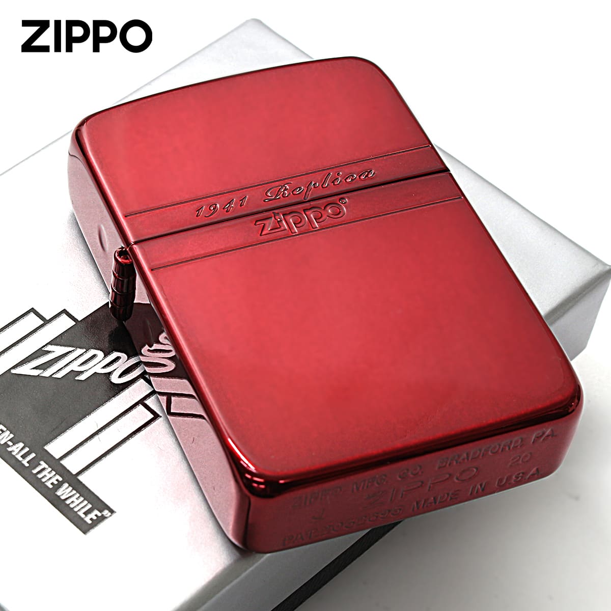 Zippo ジッポー 1941レプリカ ミラーライン レッドイオンコーティング