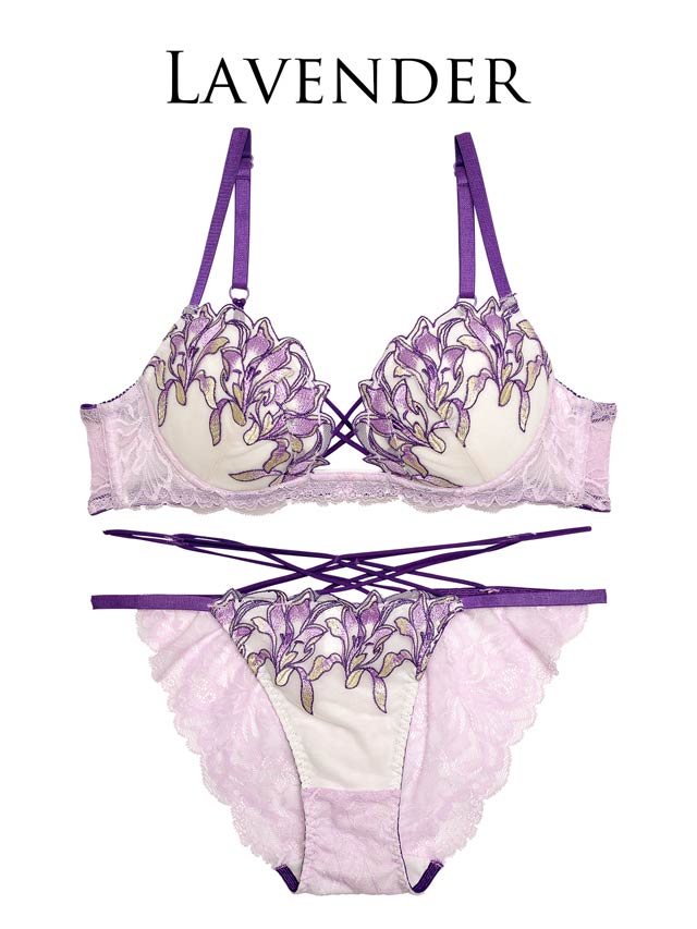 Reinest】ストリングパープルリーリエブラジャー&バック透けフルバック