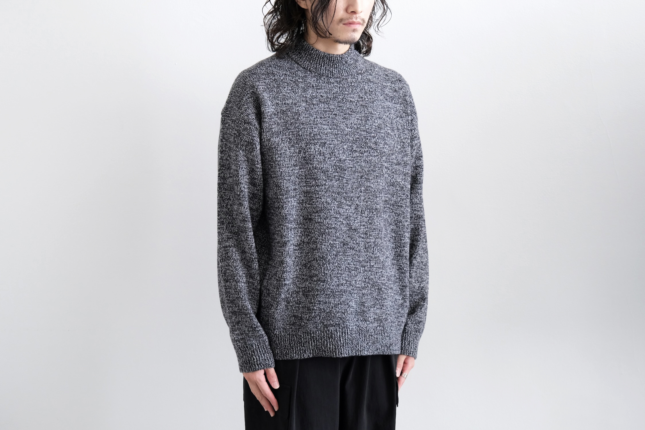 BABY WOOL MOULINE MOCKNECK SWEATER - WUNDER