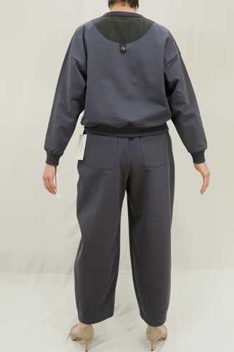 綿ミニ裏毛Wリブニット切替コクーンカーヴィーバレルパンツ 商品詳細