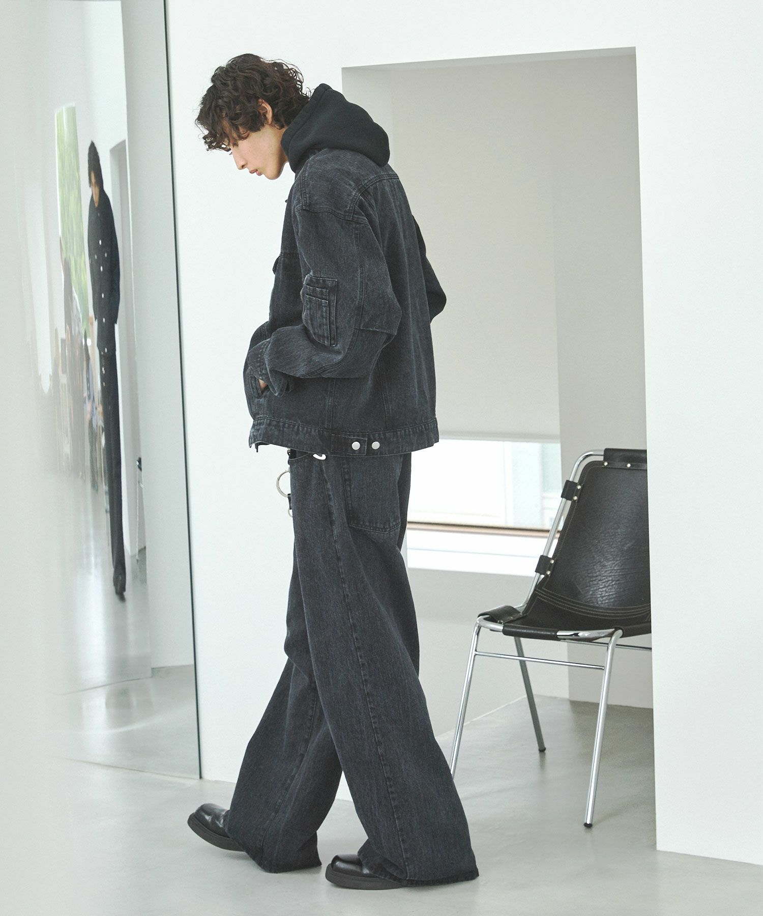 OPENING ACT] ブラックデニムミリタリートラッカーブルゾン