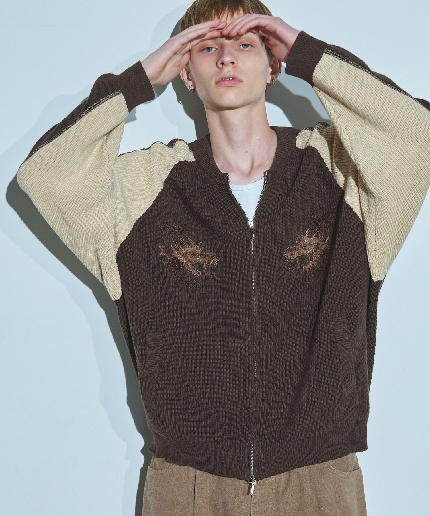 OPENING ACT] ヴィンテージ刺繍ニットスカジャン | OPENING ACT