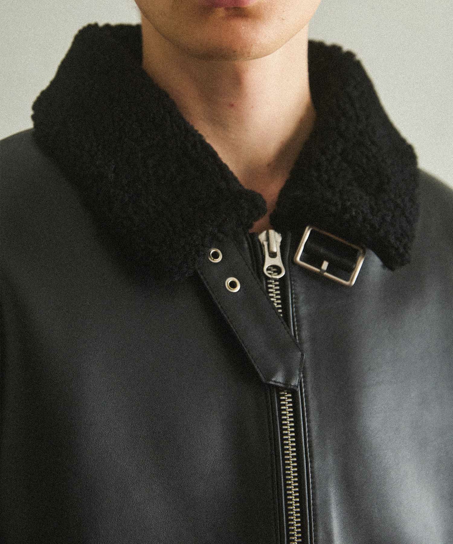 OPENING ACT] リアルレザームートンハイネックジャケット | OPENING ACT
