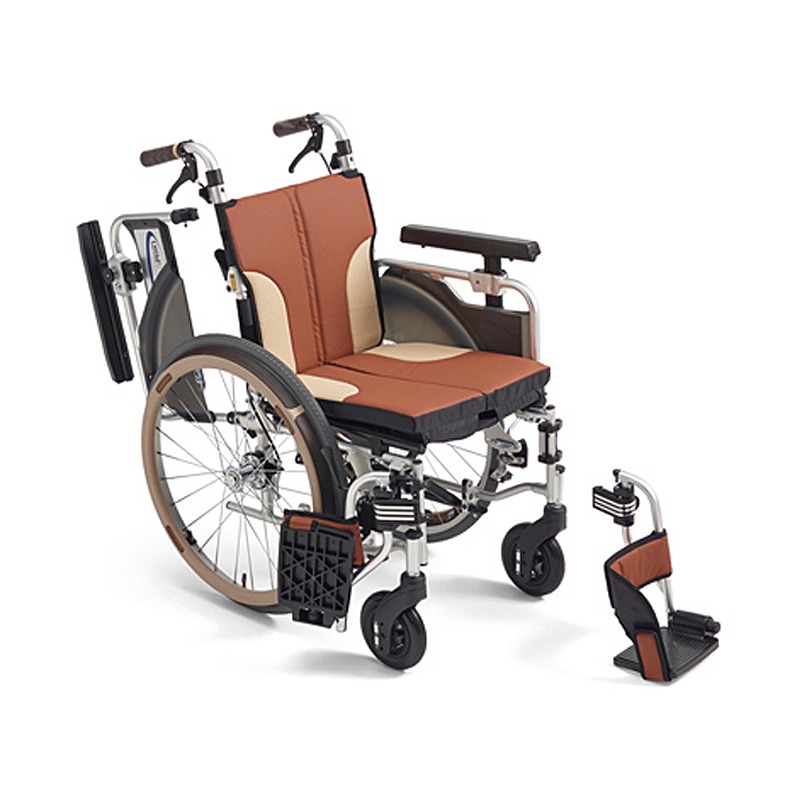 自走用車椅子スキット1000 背折れ式・介助ブレーキ・肘掛け跳ね上げ