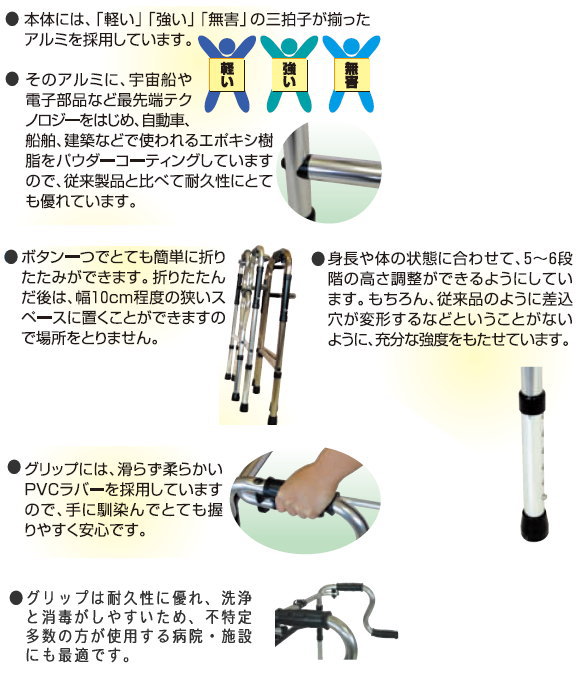 特別送料】【室内・屋外兼用】折りたたみ式歩行器（スモールタイプ） 4