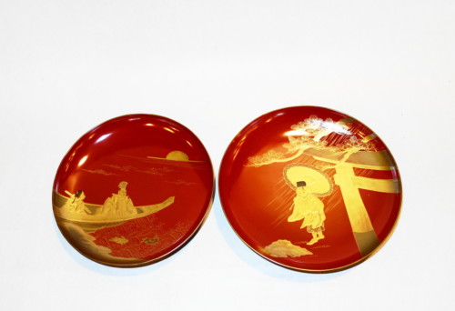 赤漆絵替蒔絵七ﾂ重盃 - 生活骨董の店 やまいく