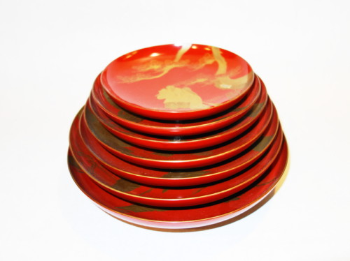 赤漆絵替蒔絵七ﾂ重盃 - 生活骨董の店 やまいく