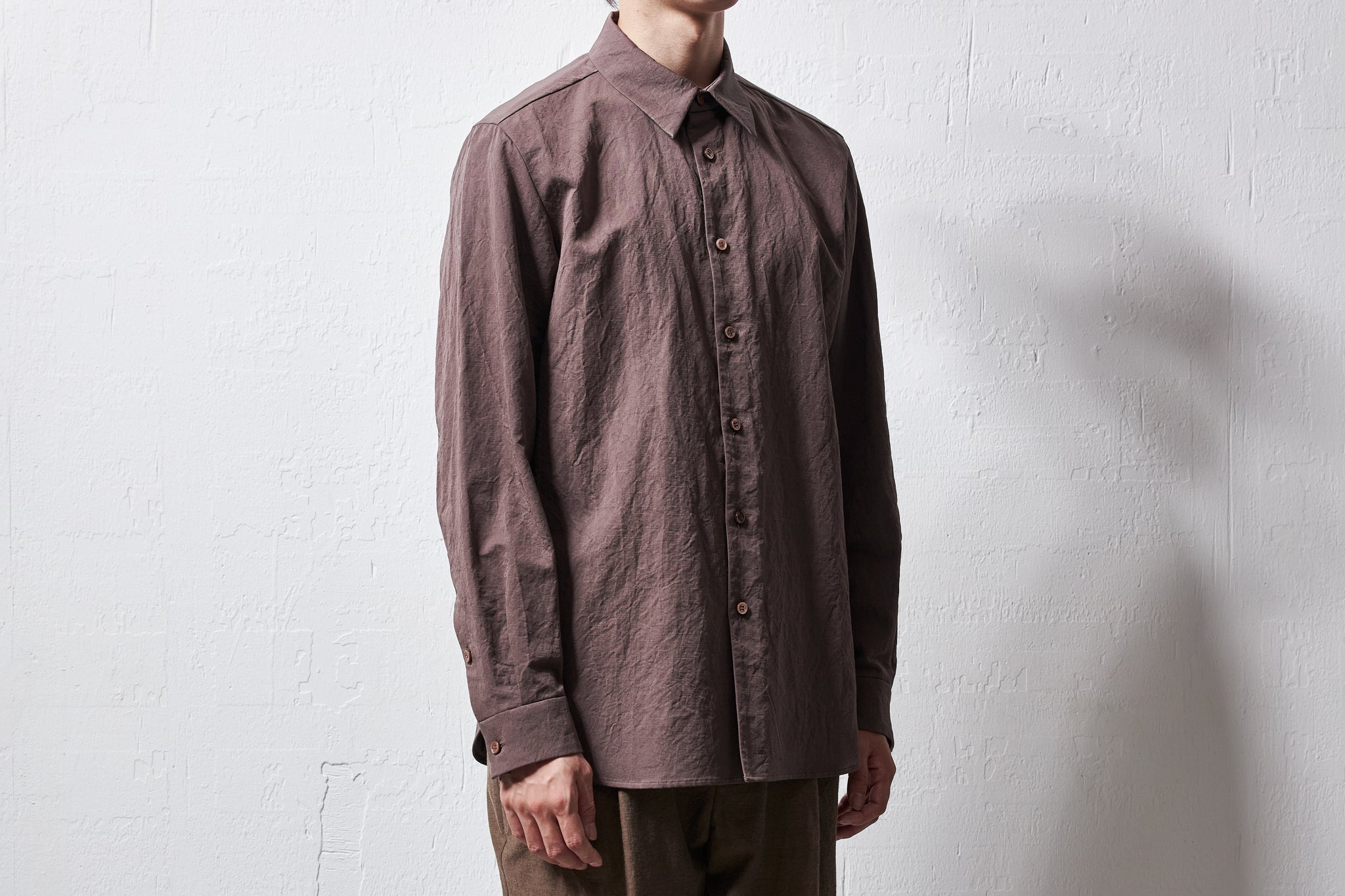 yc41-251 / 塩縮加工コットンリネンシャツ-keshiaka – 山内