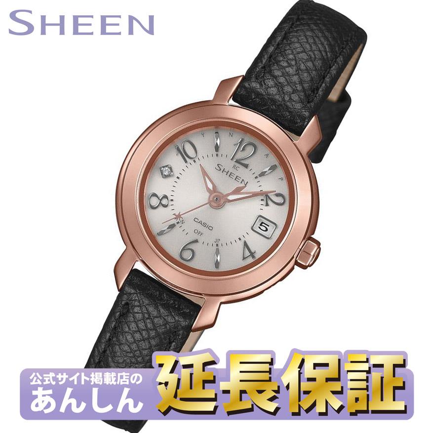 カシオ シーン SHW-5300PGL-7AJF ピンクゴールド×ブラックレザー 電波