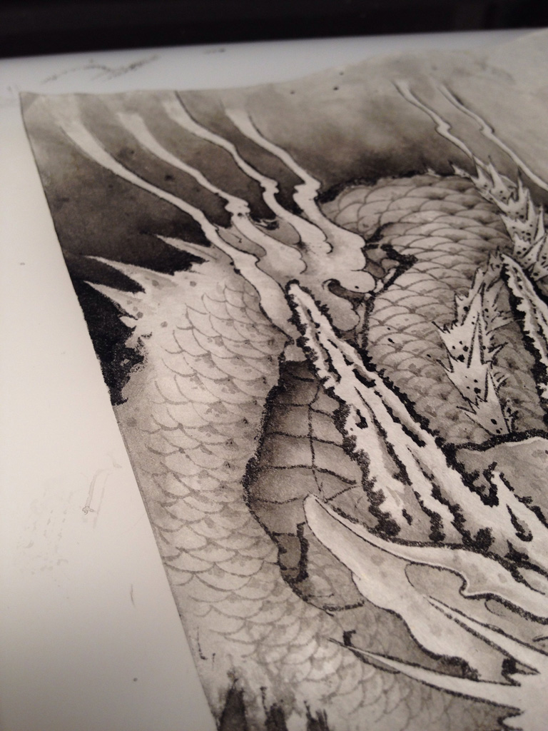 即興で水墨画 『龍』 | yakudo-kan