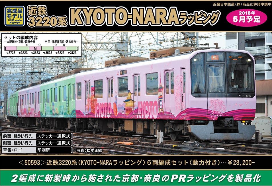 グリーンマックス】50593 近鉄3220系（KYOTO-NARAラッピング）6両編成