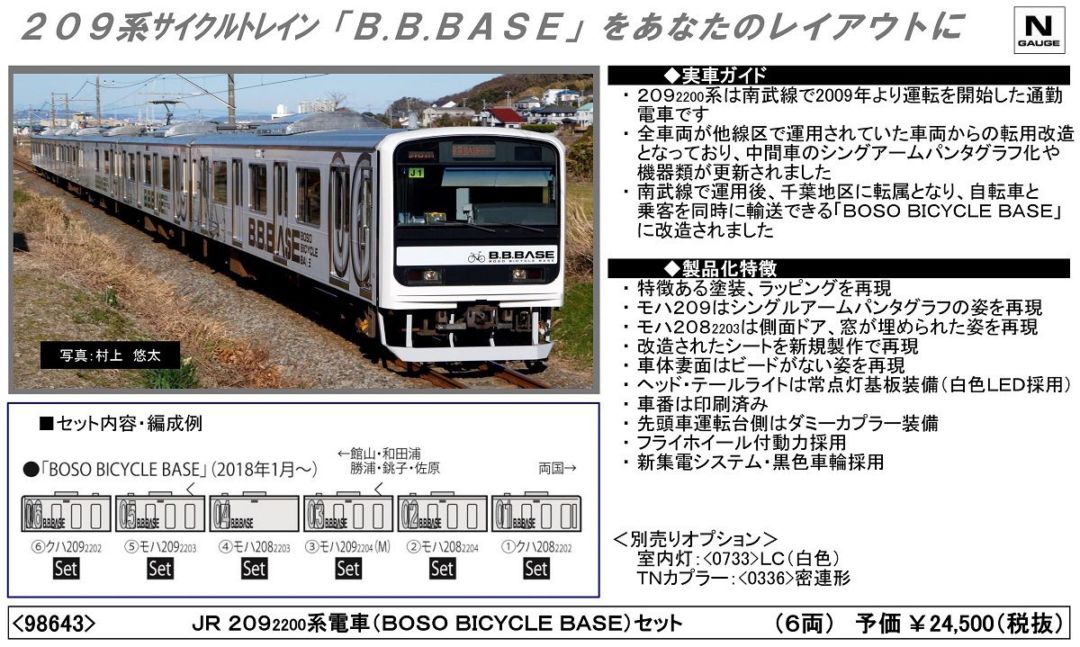 TOMIX 209系2200番台(BOSO BICYCLE BASE)セット 98643 トミックス
