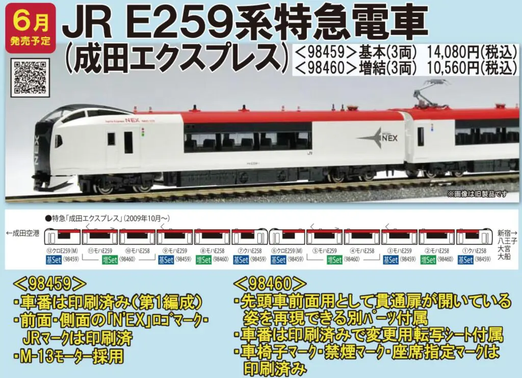 TOMIX E259系特急電車（成田エクスプレス）増結セット（3両） 品番