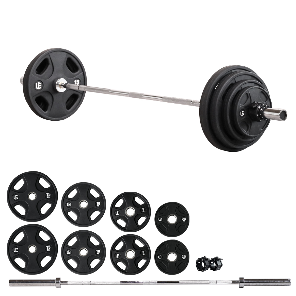 オリンピックバーベルセット 80kg バーベルプレート ＆ バーベル