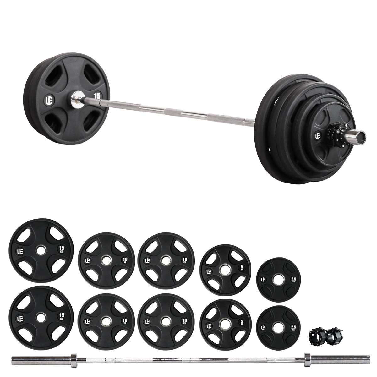 オリンピックバーベルセット 100kg バーベルプレート ＆ バーベル