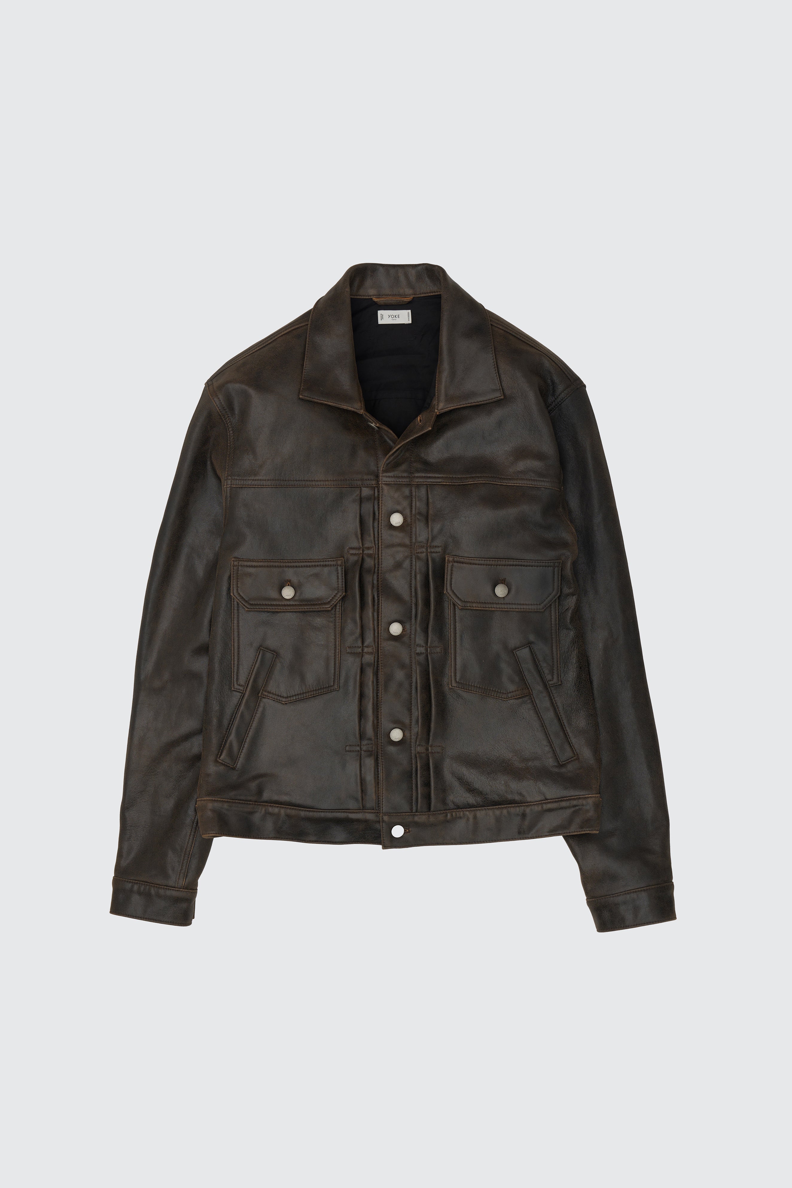 Cracked Leather Trucker Jacket | YOKE Official Website
