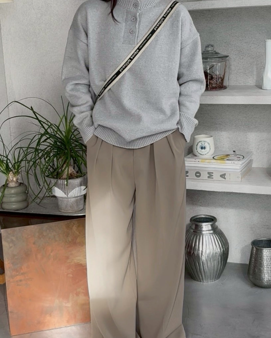 オーバーサイズヘンリーネックニットセーター CM0061 – YOLO（ヨロ