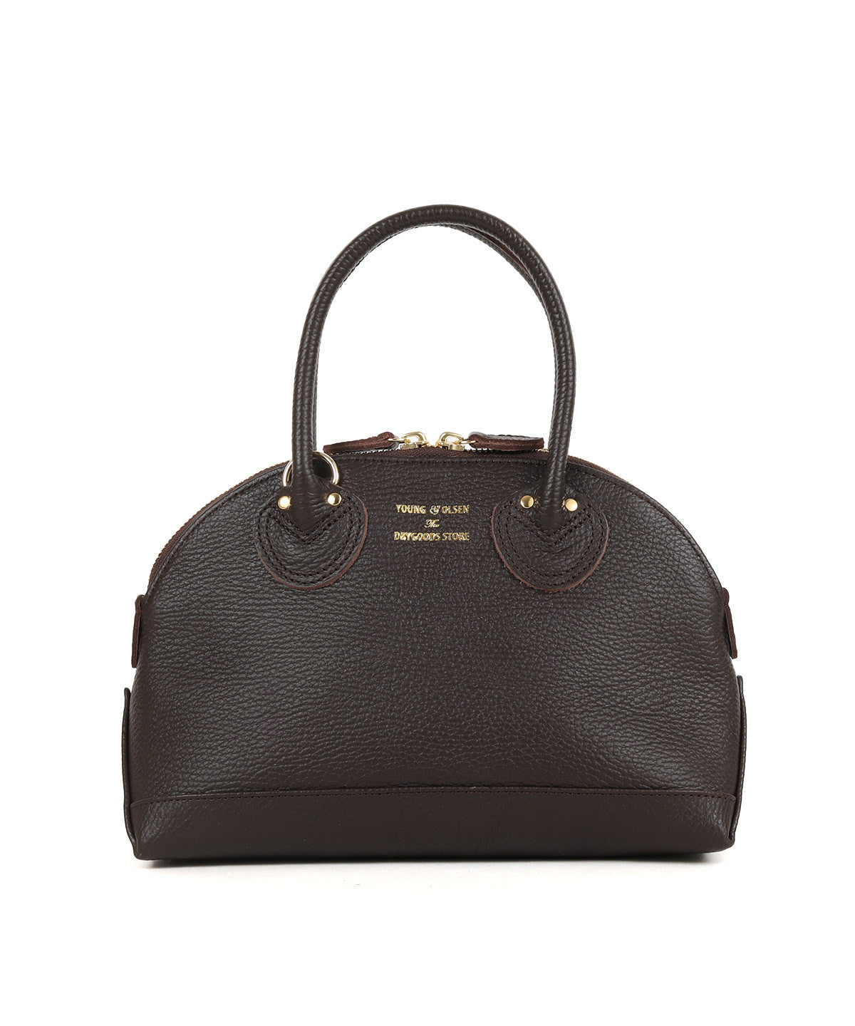 ヤングアンドオルセン エンボスド レザー ジップ ボート バッグ S