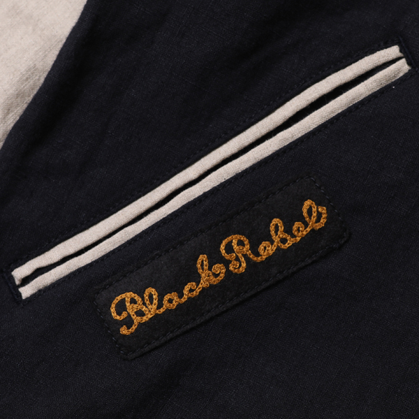 RG BLACK REBEL / SWALLOW LINEN SOUVENIR JACKET (NAVY/BEI) [15401