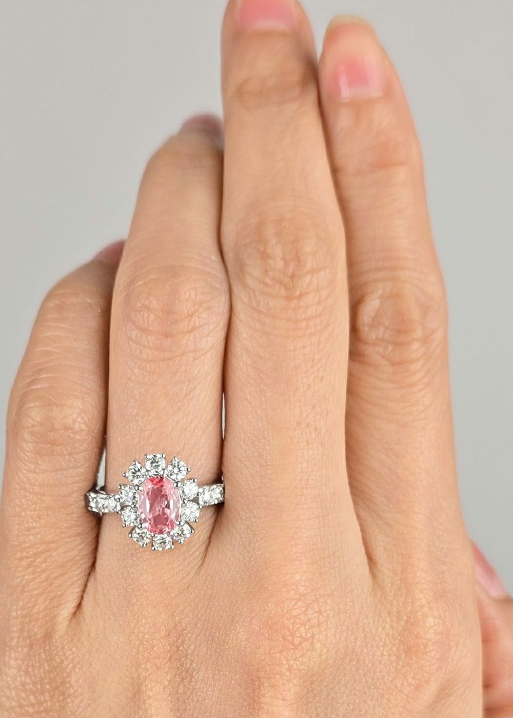 非加熱パパラチャサファイア1.11ctプラチナリングダイヤ0.93ct付(GRS