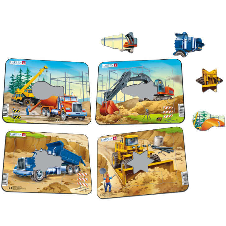 パズルミニ4枚セット はたらく車 ラーセン（ノルウェー） – 木の