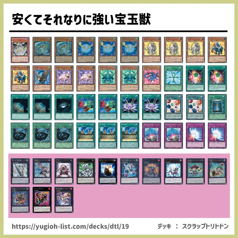 安くてそれなりに強い宝玉獣遊戯王デッキレシピ宝玉獣・A宝玉獣（あど