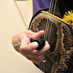 貴重な沖縄県産の棹材で作られている三線