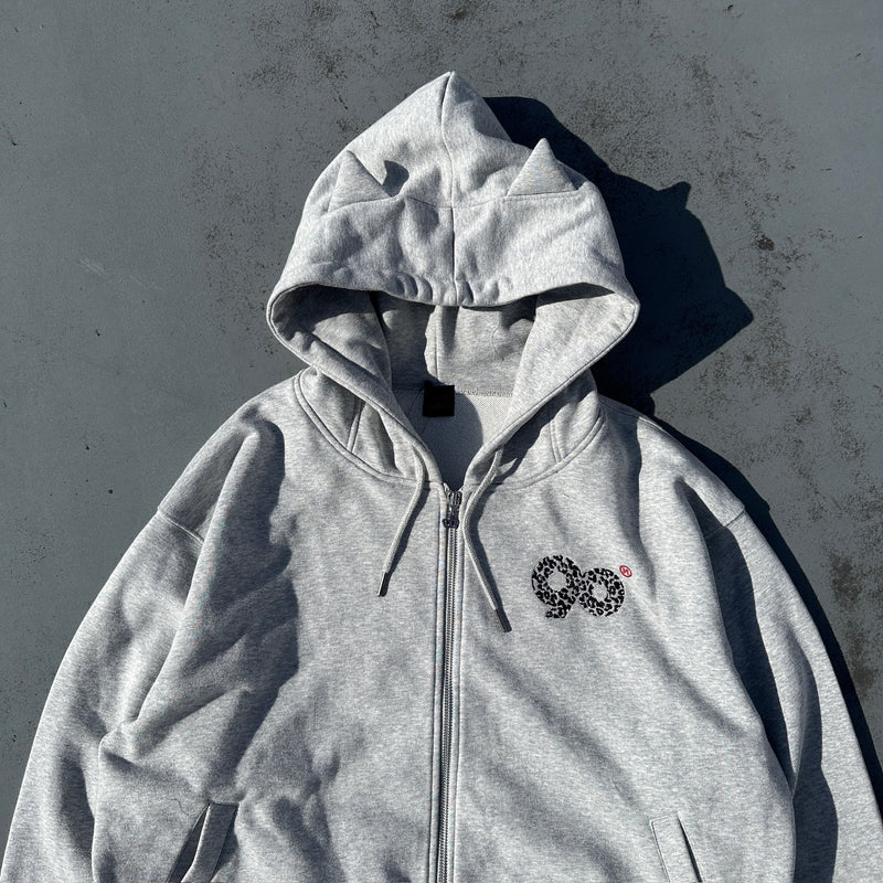 90 Logo Cat Ear Zip Hoodie【9090girl】 – YZ