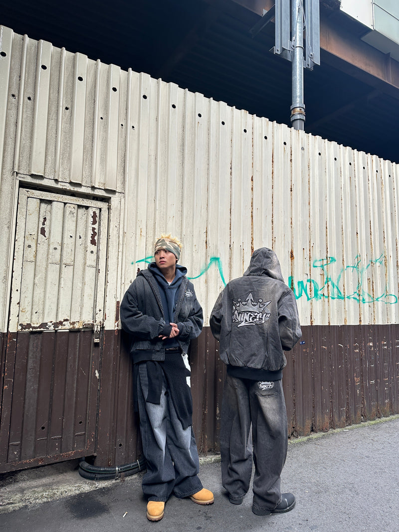 King Logo Slub Denim Zip Hoodie – YZ