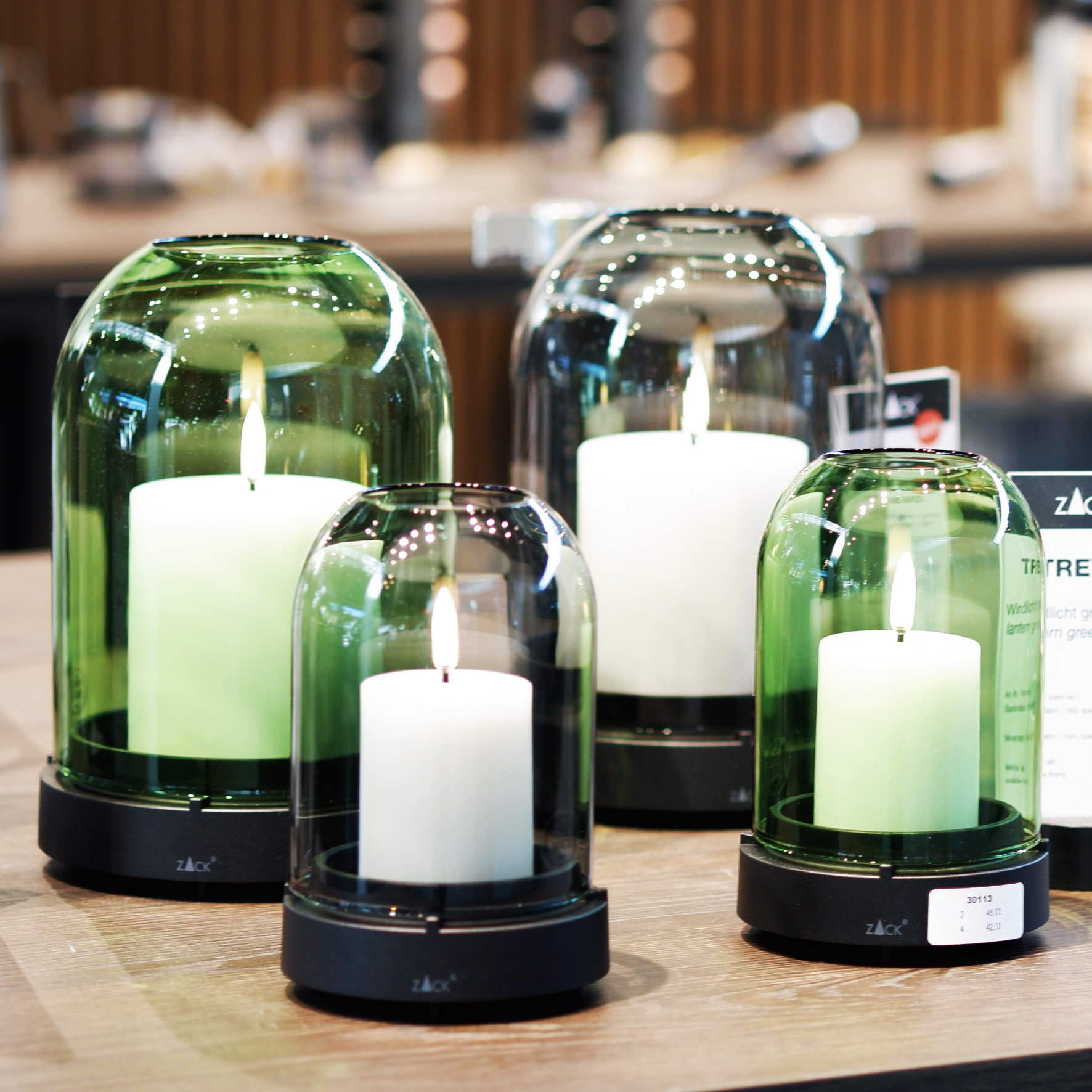 ランタンS グリーン｜30113 TREVO ガラス製 テーブルライト 卓上ライト