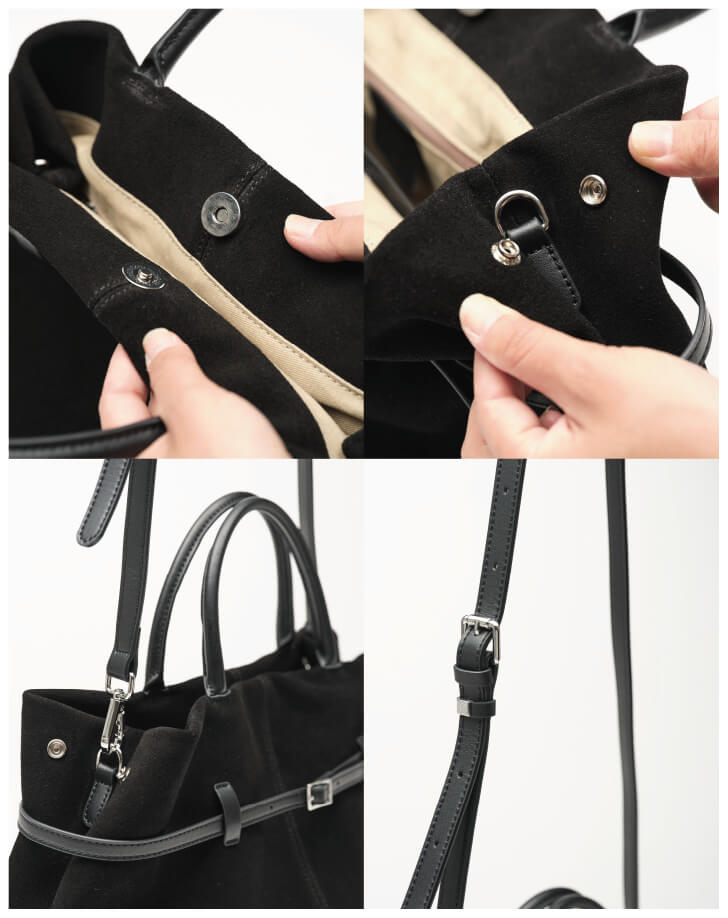 ZAKKA-BOX(ザッカボックス)】ヌバックレザーベルト付きトートバッグ