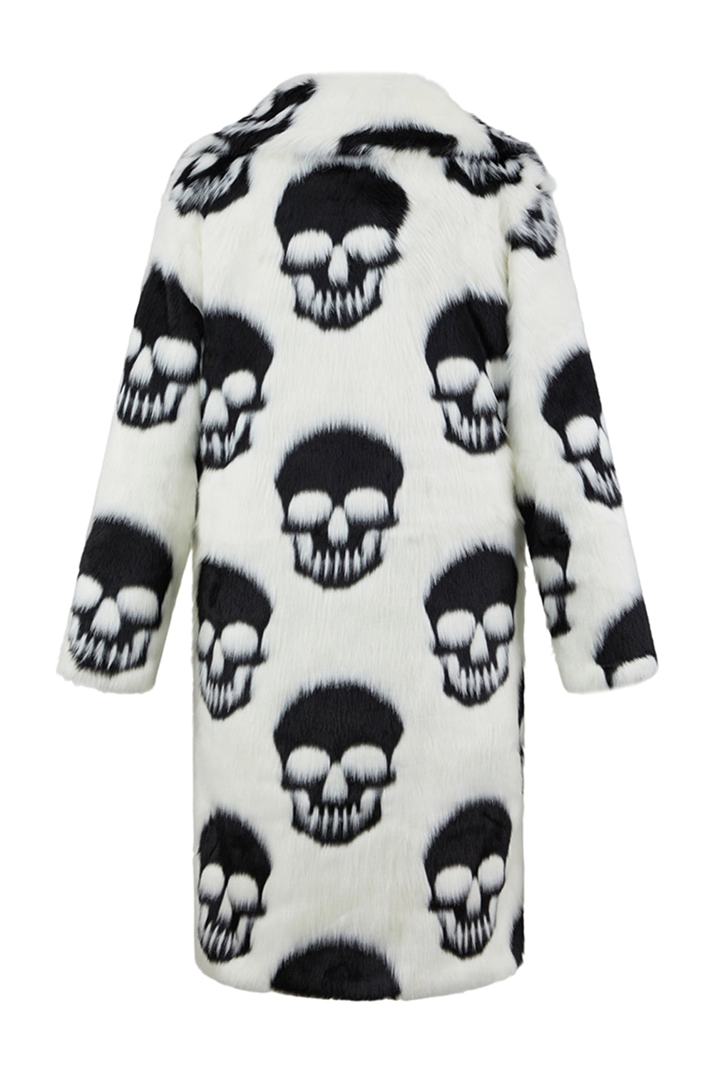 ZAPAKA White Black Skull Men's Coat Warm Lapel Faux Fur Jacket