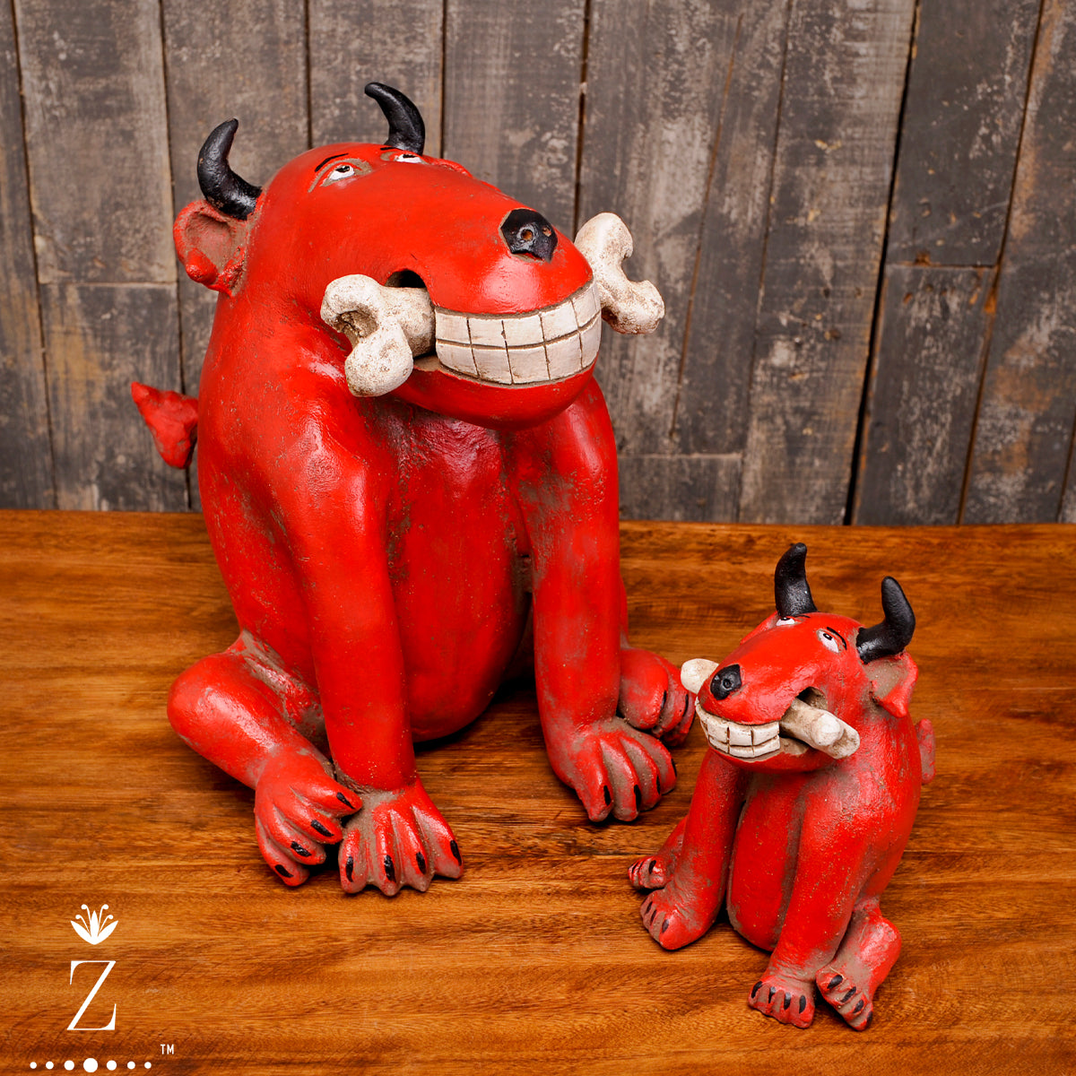 Dog Sculpture | Red Devil Doggy - Zenwaro