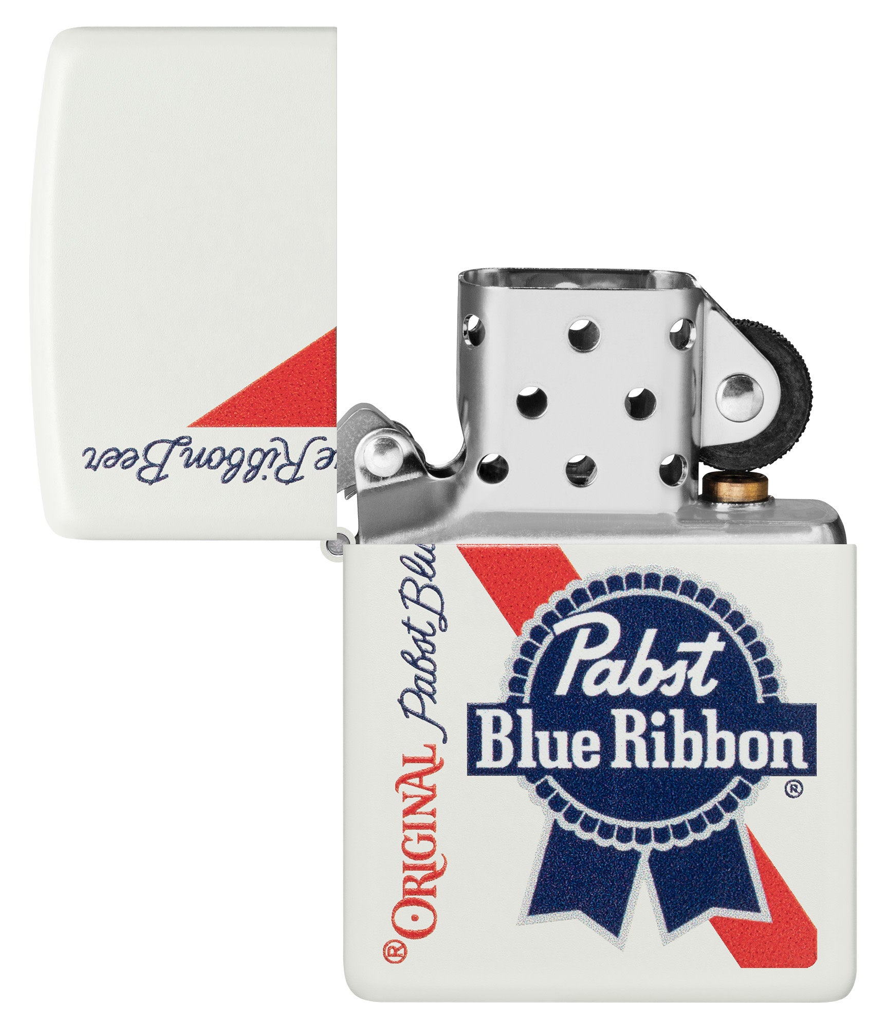 Pabst Blue Ribbon Original Design White Matte Windproof Lighter