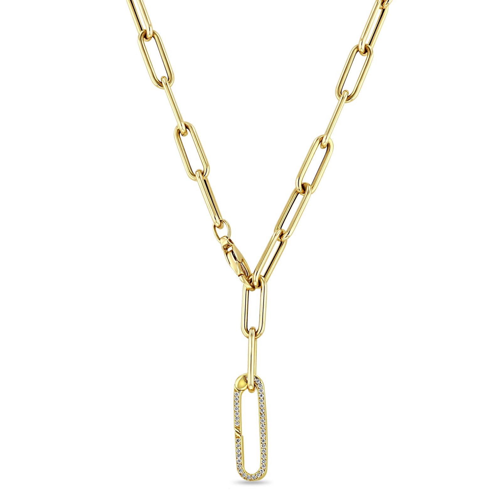 Zoë Chicco 14k Gold Large Paperclip Chain Oval Enhancer Necklace