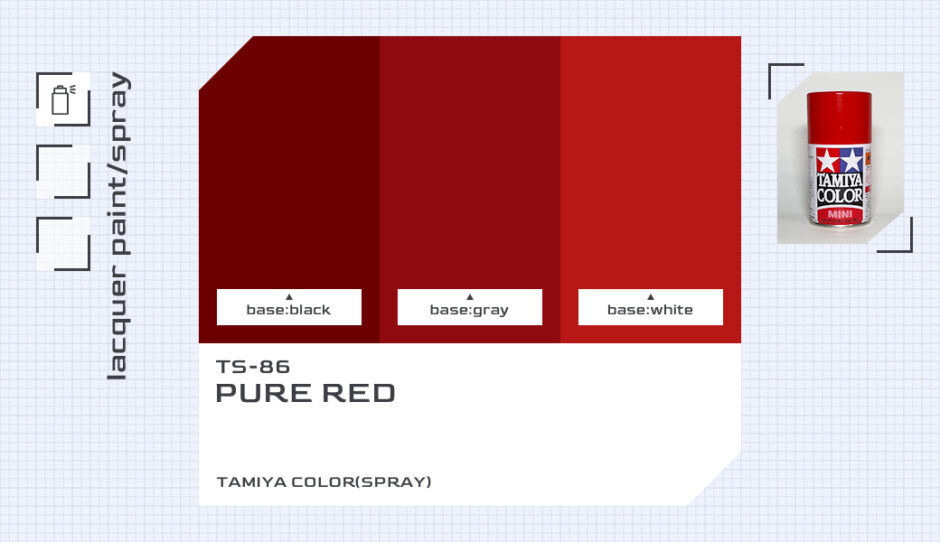 TS-86 ピュアーレッド｜タミヤカラー（スプレー式）色比較・見本
