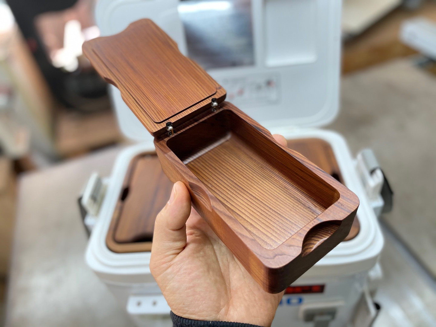 木製キス釣り用餌箱3箱ｾｯﾄ 木枠付 ｼﾏﾉﾌｨｸｾﾙｻｰﾌ9L用 納期約3カ月