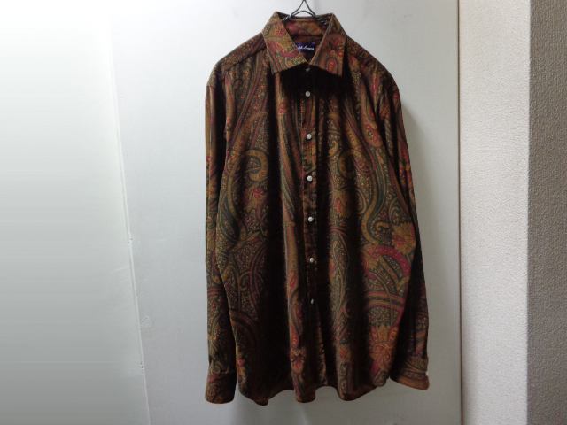 極美品 ラルフローレンパープルレーベル 443 長袖シャツ ペイズリー柄