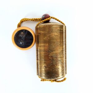 金蒔絵印籠 蜻蛉玉緒締 吊るし亀饅頭根付 – 古美術西川
