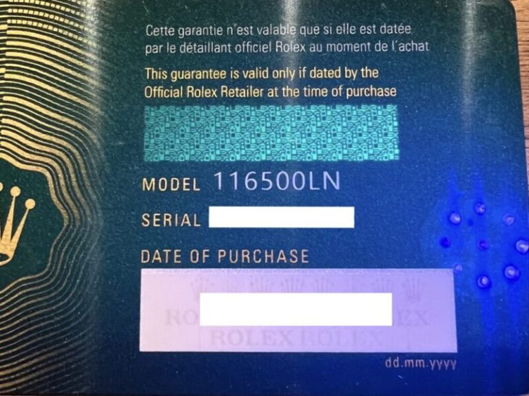 ロレックスの保証書（ギャランティ）の種類とクライアントコード（出荷